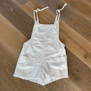 White Tie-Shoulder Overalls Style Romper